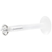 Kristallklarer Labret mit Push Fit auf weißem Hintergrund