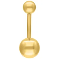 Goldenes Titan Bauchnabelpiercing Goldenes Titan Bananabell mit Außengewinde auf weißem Hintergrund