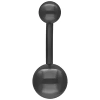 Schwarzes Titan Bauchnabel Bananabell Schwarzes Bauchnabel-Piercing aus Titan mit zwei Kugeln auf weißem Hintergrund