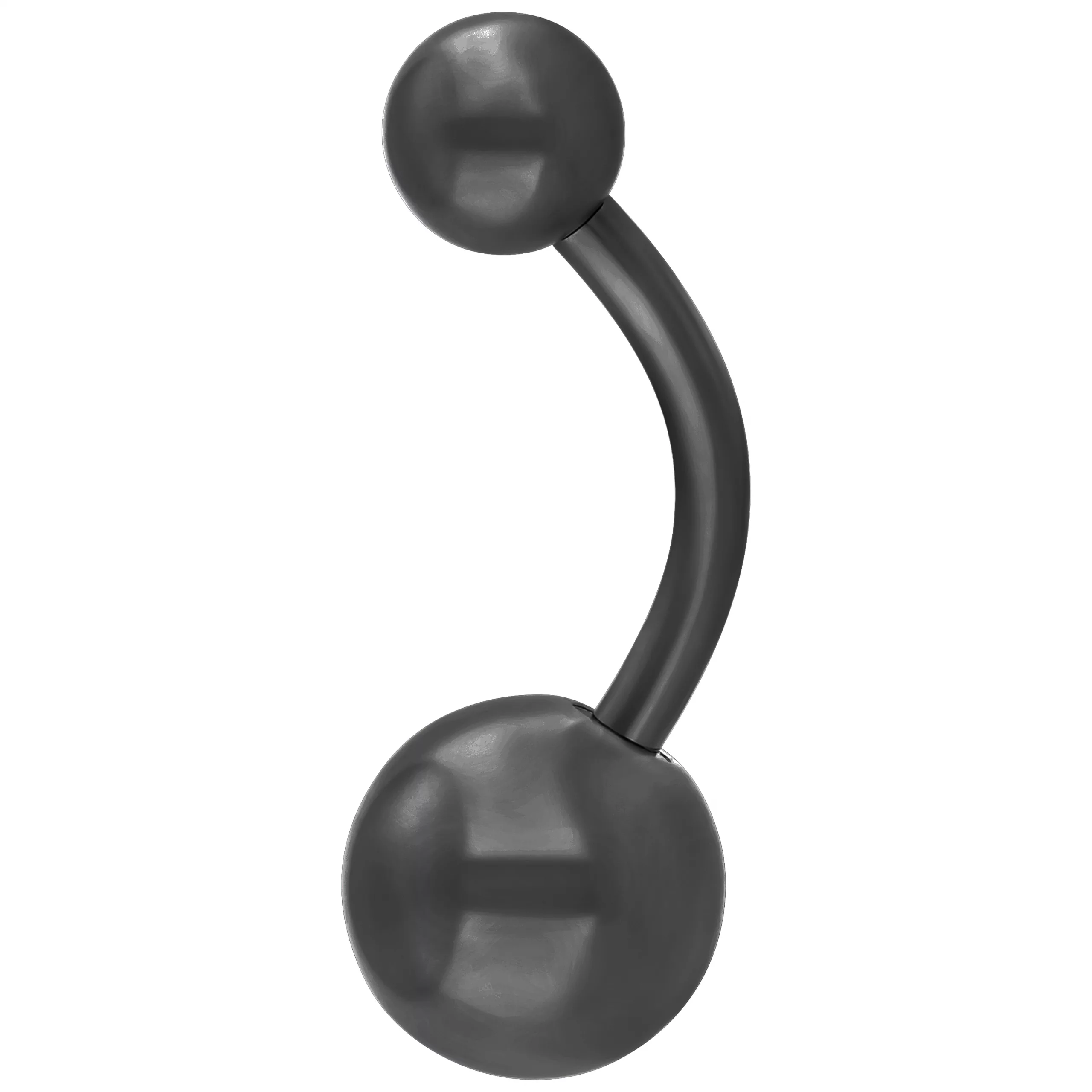 Schwarzes Titan Bauchnabelpiercing Bananabell Schwarzes Bananabell Piercing aus Titan auf weißem Hintergrund