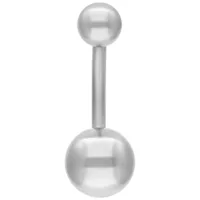 Silbernes Bauchnabelpiercing aus Chirurgenstahl auf weißem Hintergrund