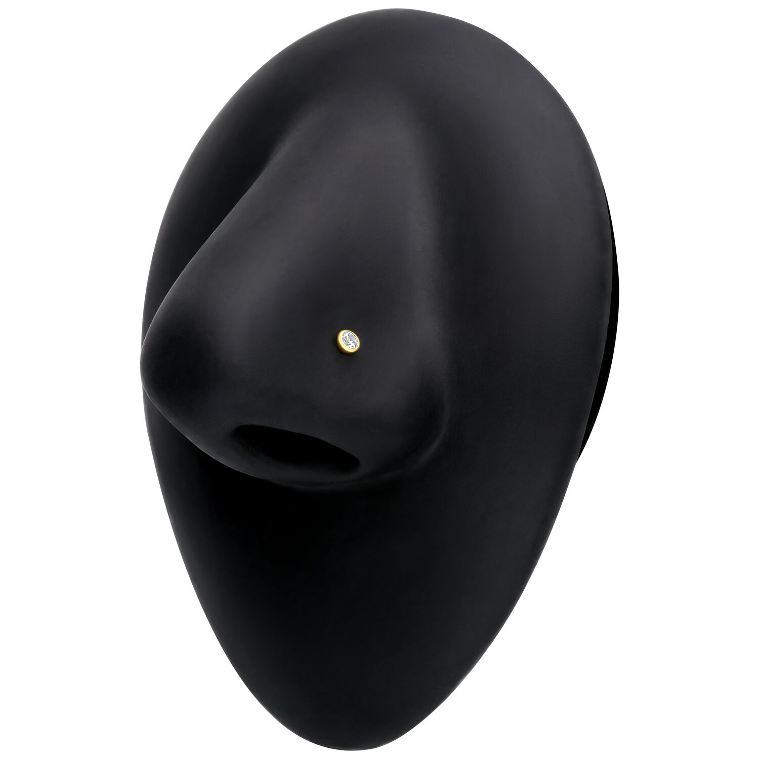 18k Gold Nasenstecker mit Kristallklarer Spitze Eleganter Nasenstecker aus 18k Gold mit kristallklarem Stein auf schwarzem Hintergrund