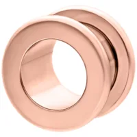 Roségold Flesh Tunnel aus Chirurgenstahl Roségoldener Flesh Tunnel aus Chirurgenstahl 316L auf weißem Hintergrund