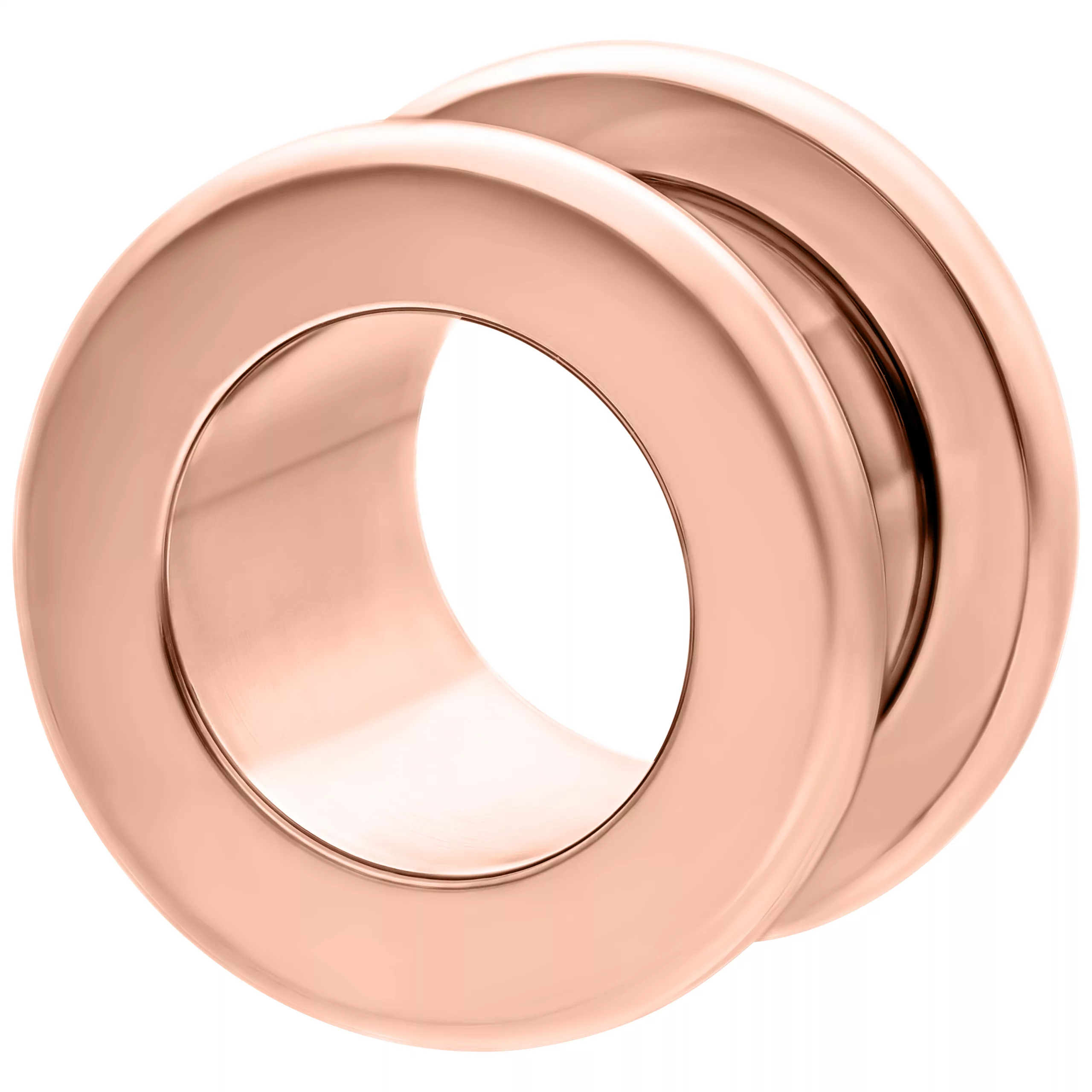 Roségold Flesh Tunnel aus Chirurgenstahl Roségoldener Flesh Tunnel aus Chirurgenstahl 316L auf weißem Hintergrund