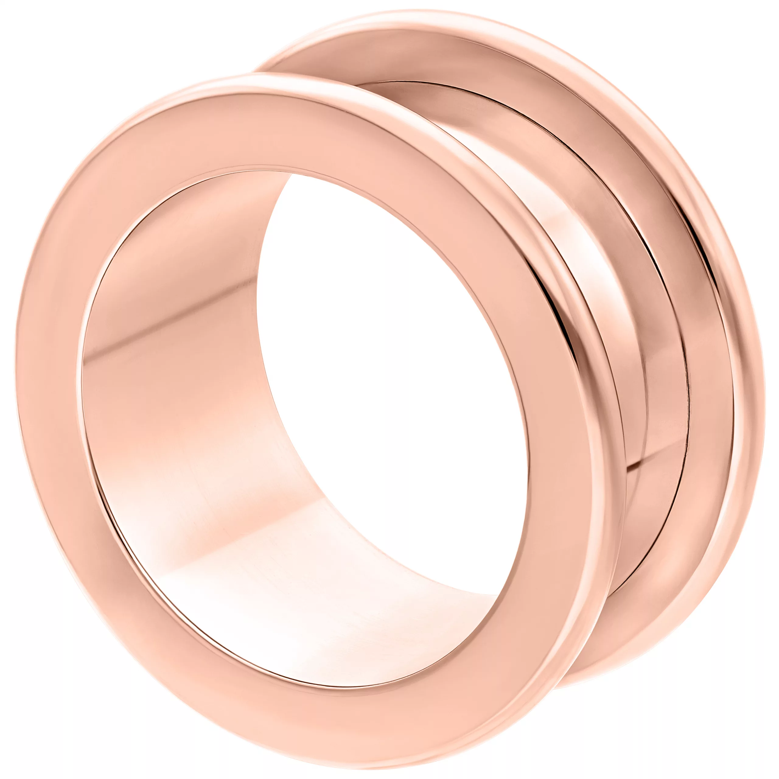 Roségold Flesh Tunnel aus Chirurgenstahl Roségoldener Flesh Tunnel aus Chirurgenstahl 316L auf weißem Hintergrund