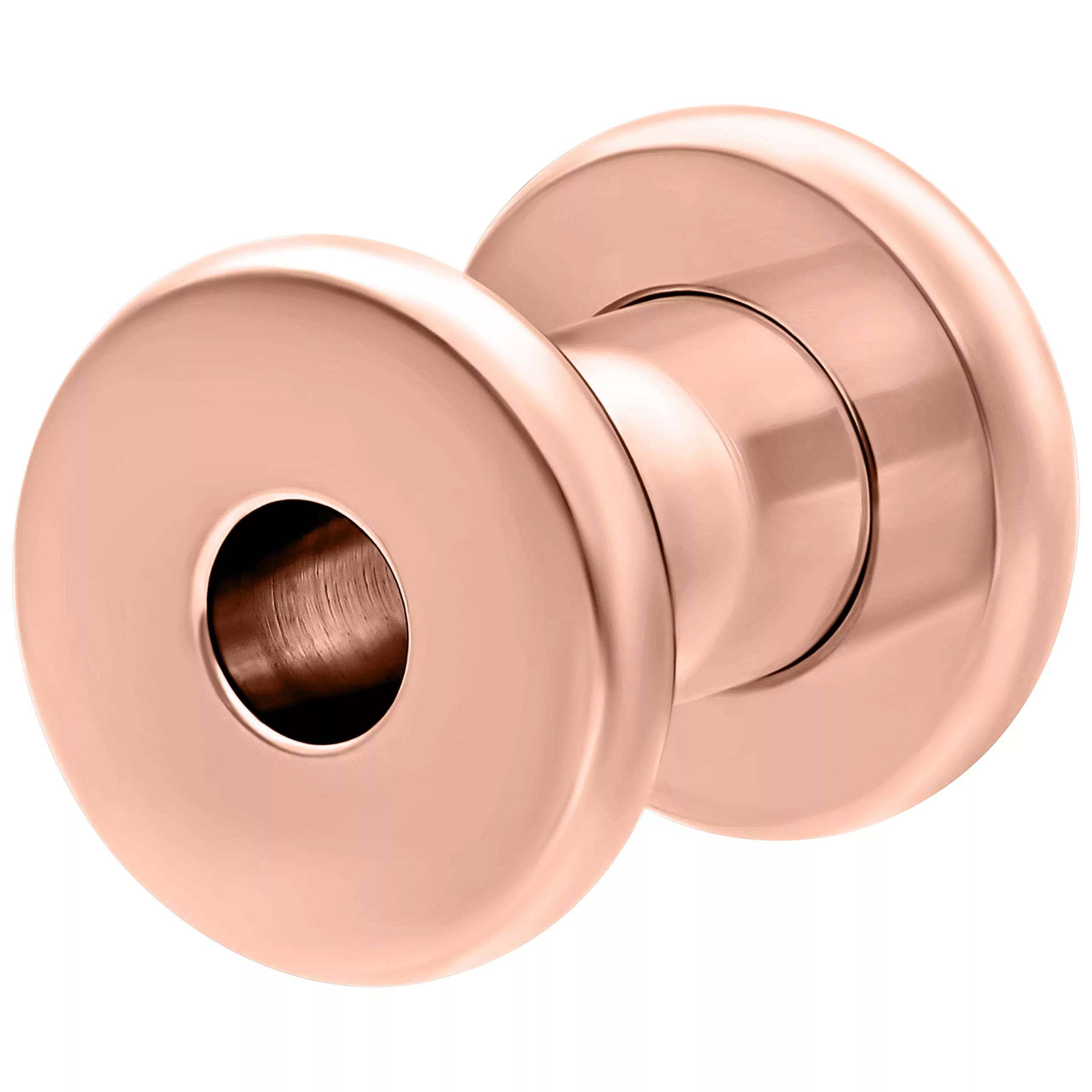 Roségold Flesh Tunnel aus Chirurgenstahl Roségoldener Flesh Tunnel aus Chirurgenstahl 316L auf weißem Hintergrund