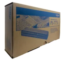Thermodrucker A4 wireless in Verpackung Braune Verpackung mit A4 Thermodrucker Abbildung und blauer Grafik