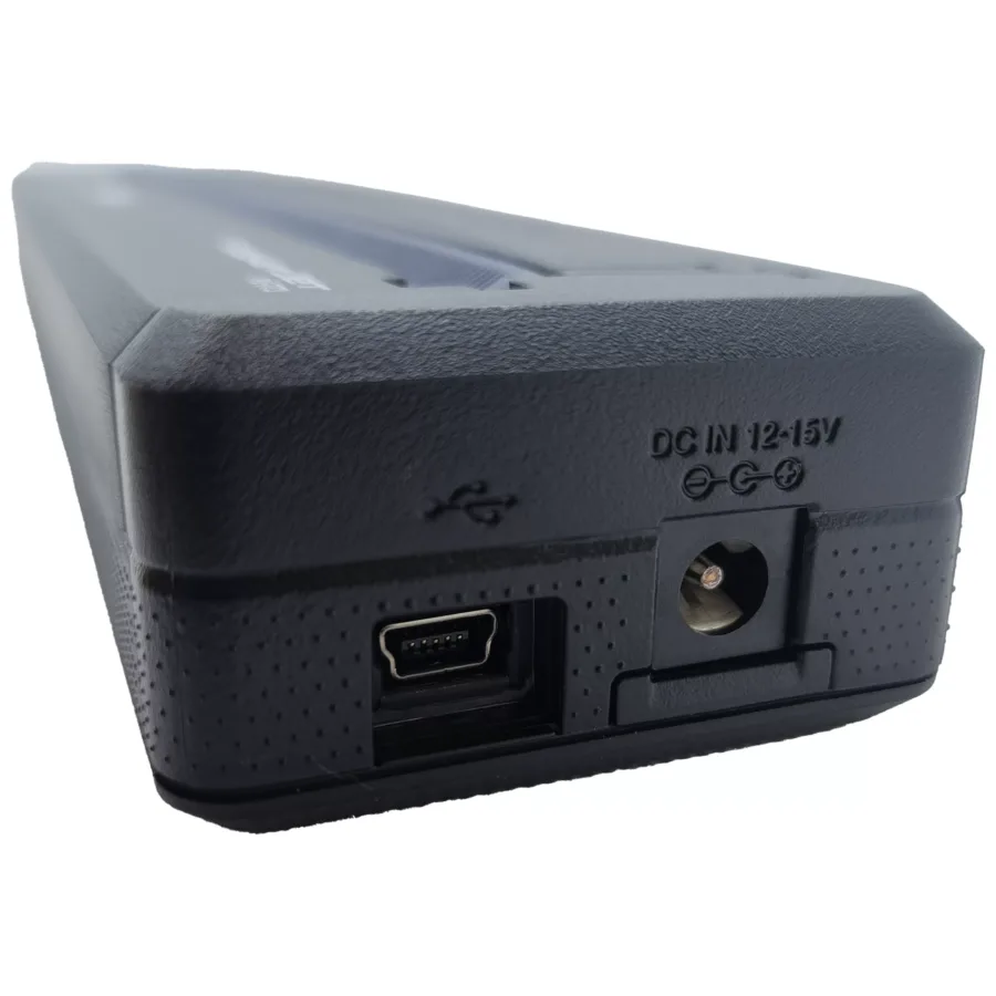 Schwarzer A4 Thermodrucker mit USB- und DC-Anschluss, Nahaufnahme