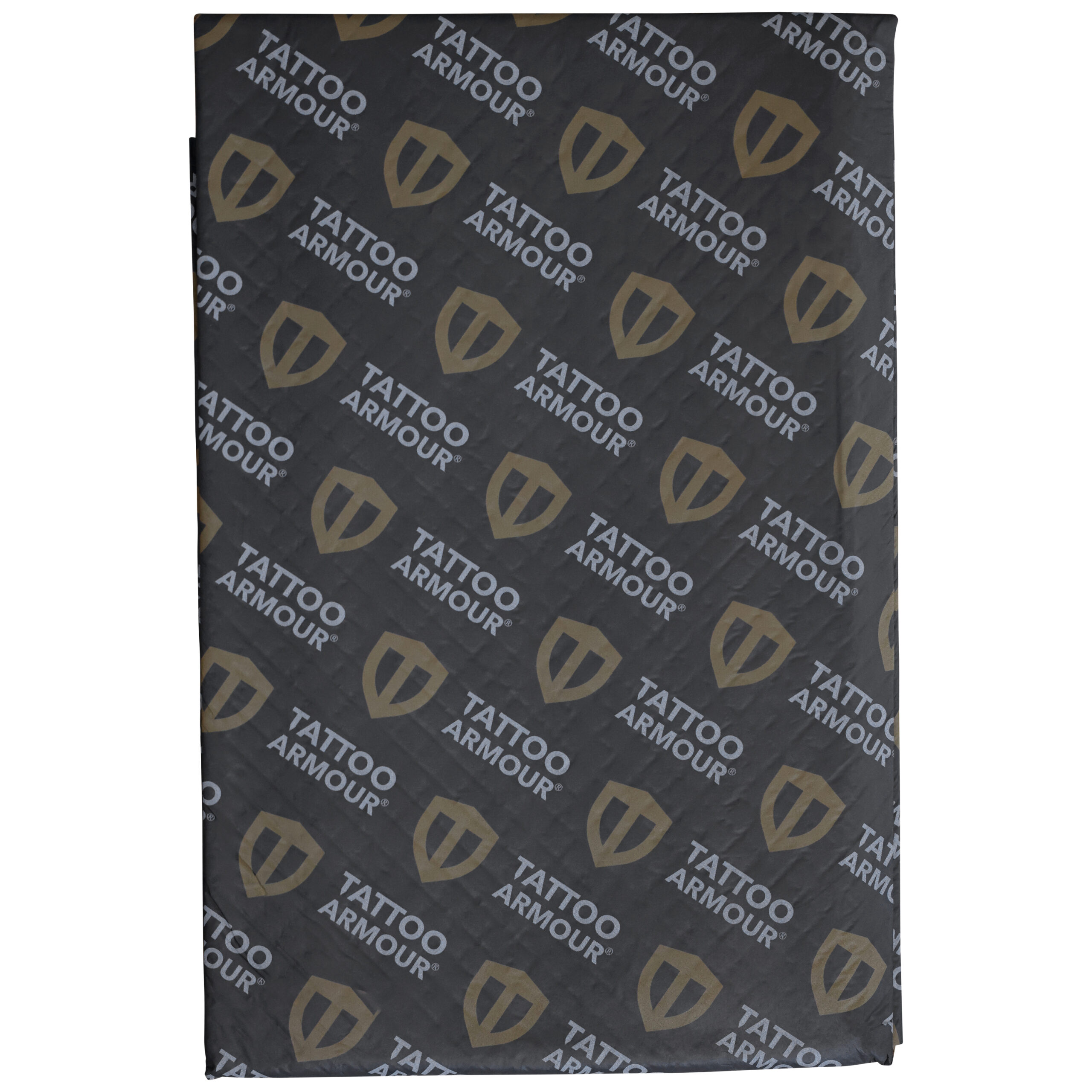 Schwarzes Tattoo Armour Blatt mit goldenen Logos, Größe XL
