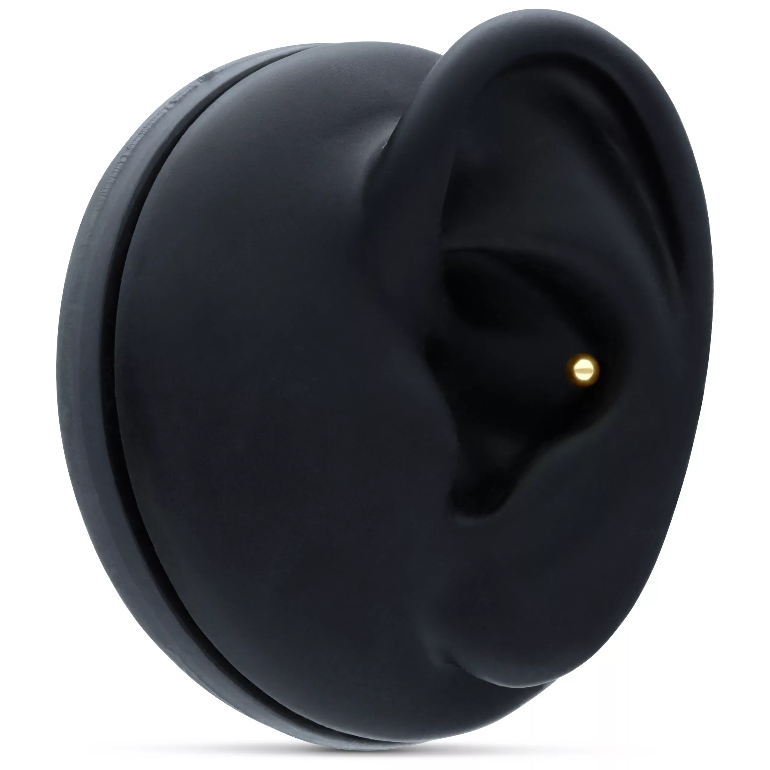 Goldener 18k Basic Ball Piercing Aufsatz auf schwarzem Ohrmodell
