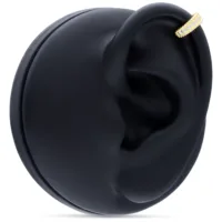 14K Gold Kristall Creolen Piercing Hinged Ring aus 14K Gold mit Kristallen an einem schwarzen Modell-Ohr