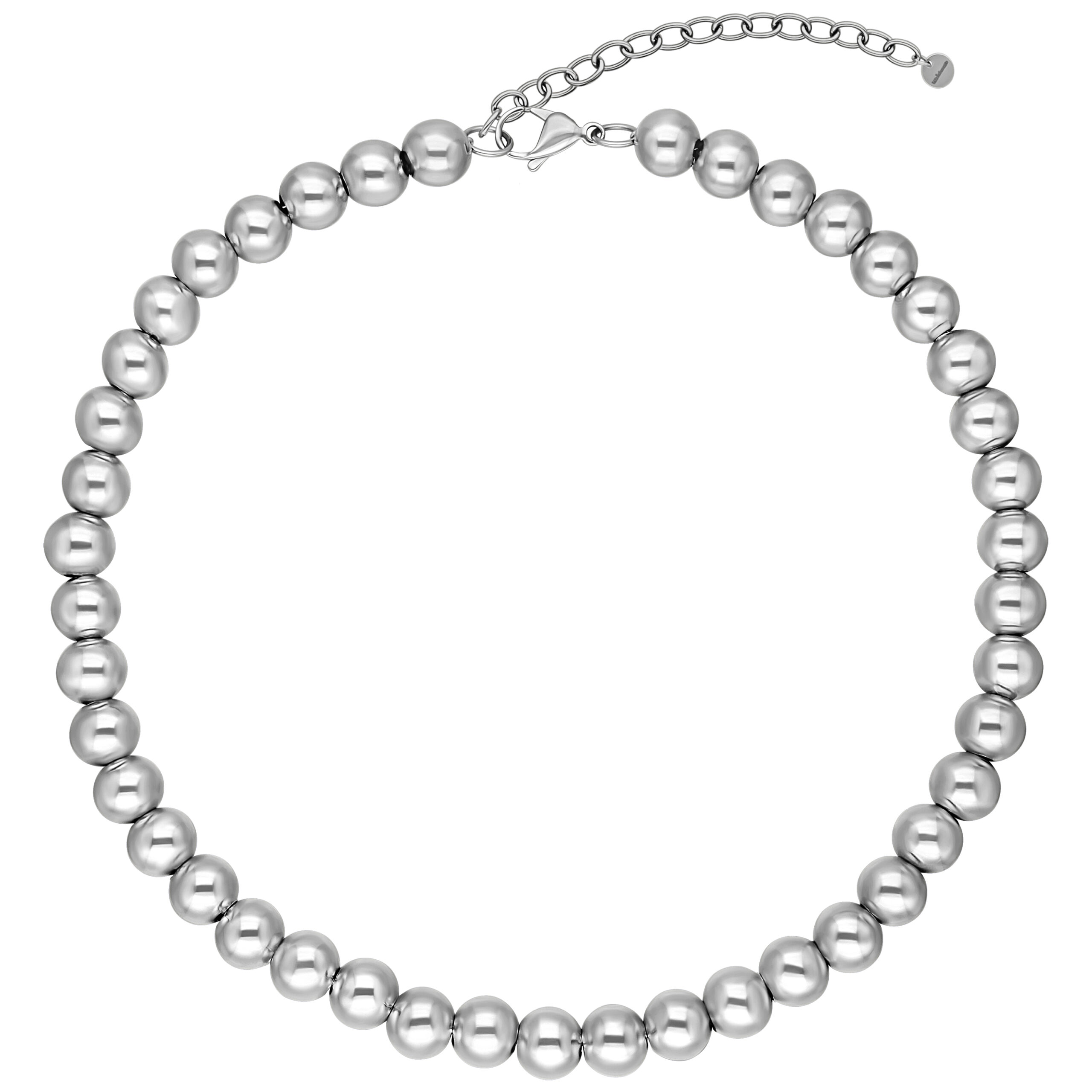 Silberne Bubble Kette aus Chirurgenstahl Silberne Bubble Kette aus Chirurgenstahl 316L auf weißem Hintergrund