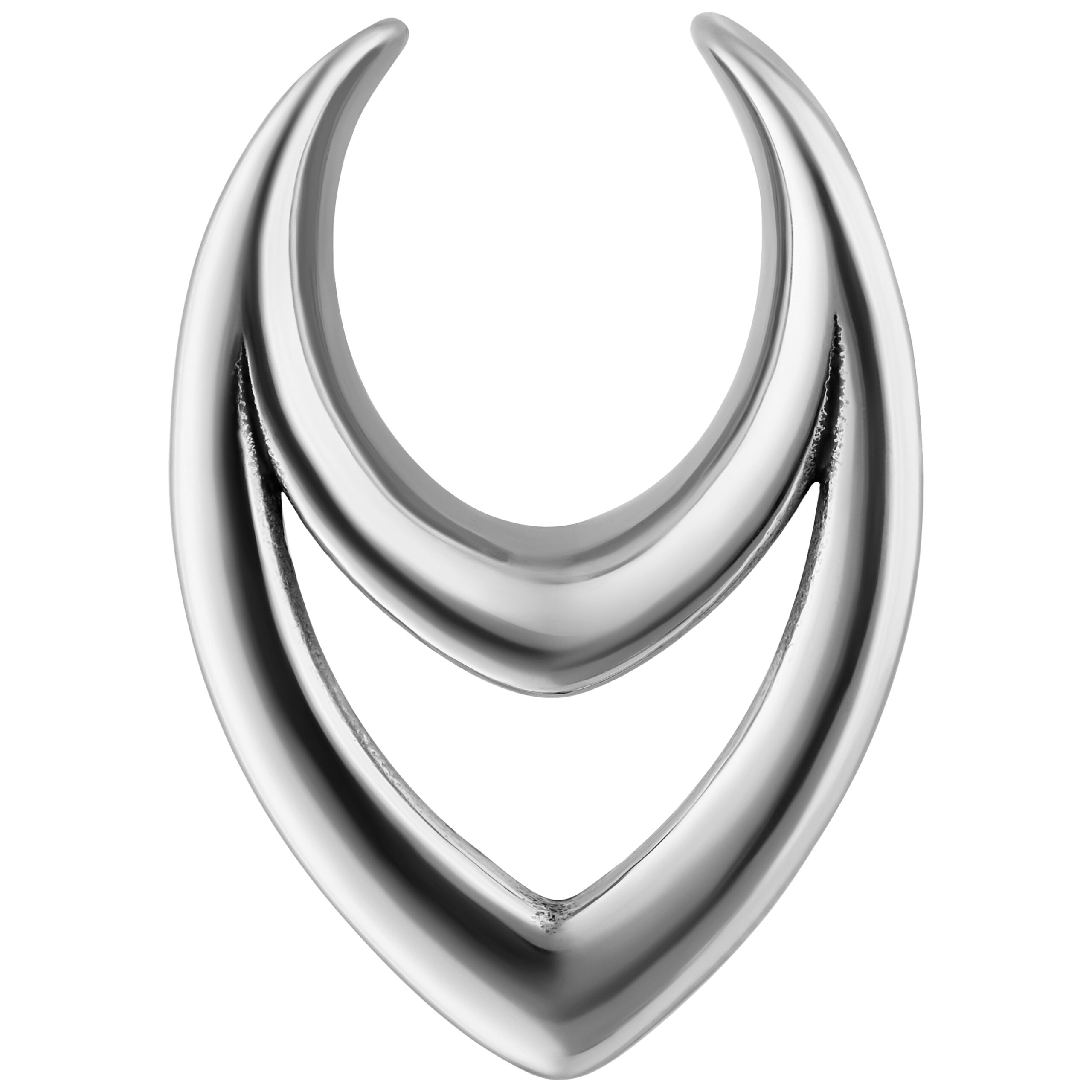 Doppelpfeil Earsaddles 8,0 mm Silber Silberfarbene Doppelpfeil Ohrsättel aus Chirurgenstahl, 8,0 mm Größe, auf weißem Hintergrund