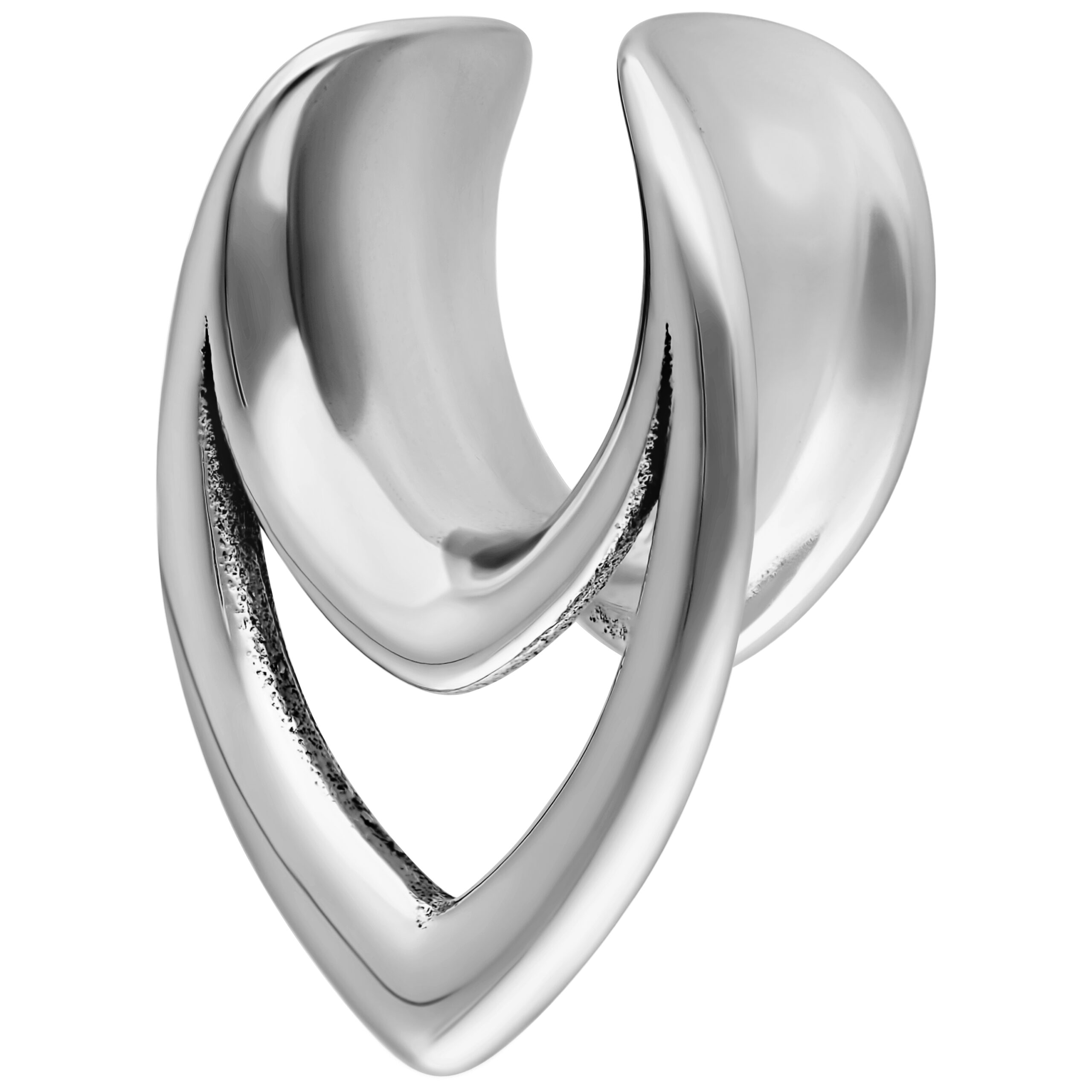 Silberne Double Arrow Earsaddles 8,0 mm Silberne Double Arrow Earsaddles aus Chirurgenstahl 316L, 8,0 mm Größe, auf weißem Hintergrund
