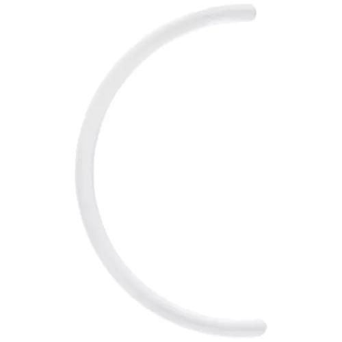 Weißer gebogener Piercingstab aus Bioplast auf weißem Hintergrund