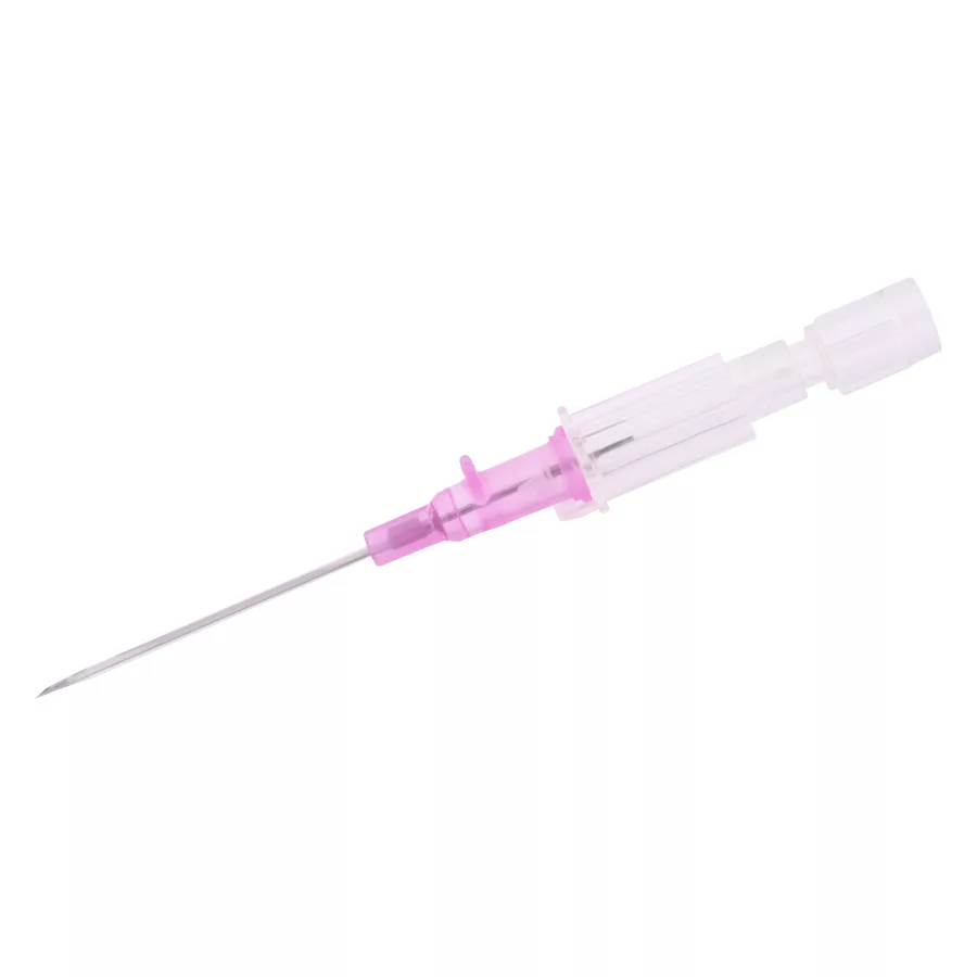 Medizinische Piercingnadel 20G 1.1mm Medizinische Piercingnadel 20G, rosa Griff, auf weißem Hintergrund