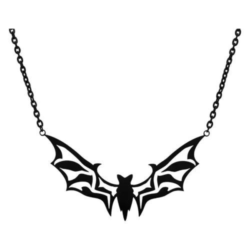 Schwarze Fledermaus-Kette aus Chirurgenstahl auf weißem Hintergrund