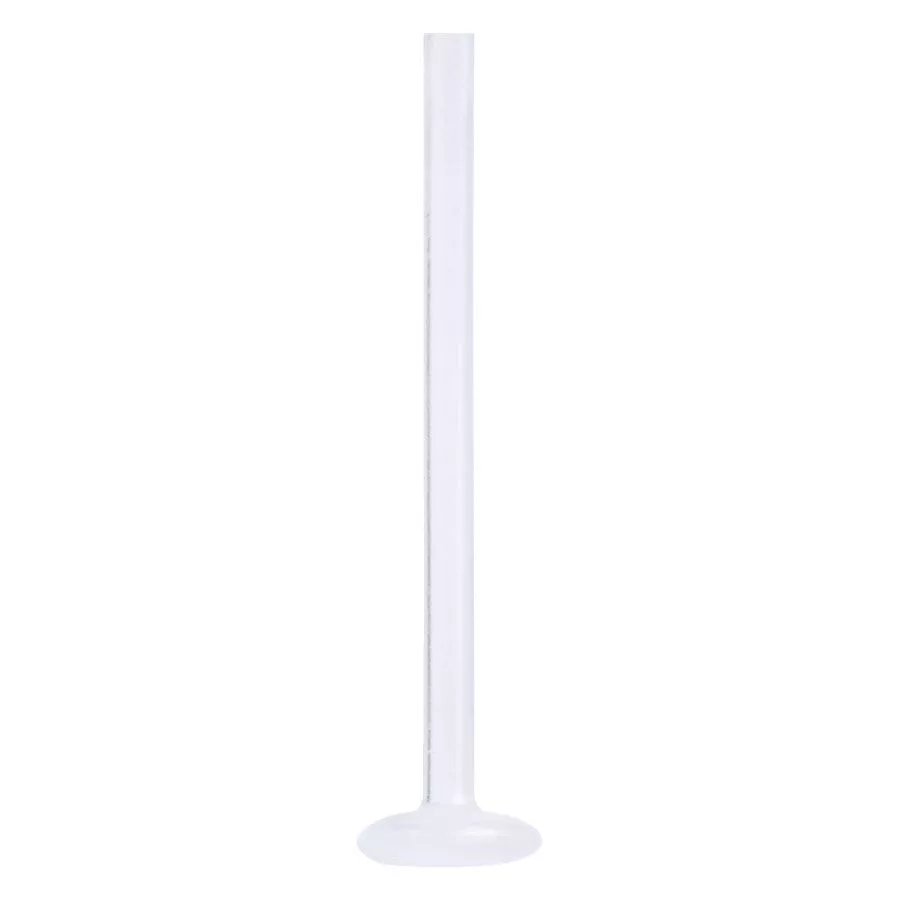 Transparenter PTFE Labret Stab mit flacher Basis auf weißem Hintergrund