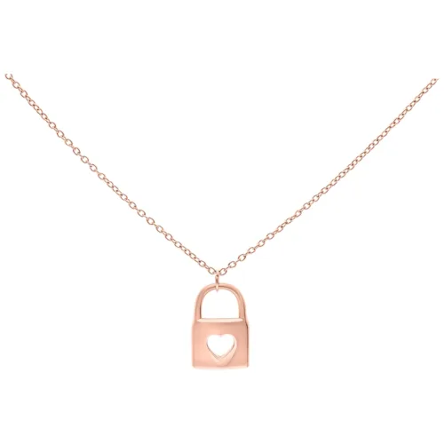 Roségoldene Kette mit herzförmigem Schlossanhänger auf weißem Hintergrund