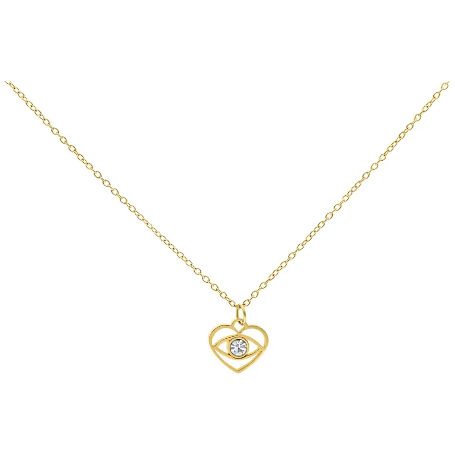 Goldene Kette mit herzförmigem Anhänger und klarem Kristall