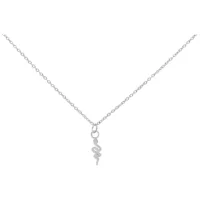 Kette Little Snake aus Chirurgenstahl in Silber Silberne Kette mit Schlangenanhänger auf weißem Hintergrund