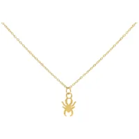 Goldene Little Spider Kette aus Chirurgenstahl Goldene Kette mit kleinem Spinnenanhänger auf weißem Hintergrund
