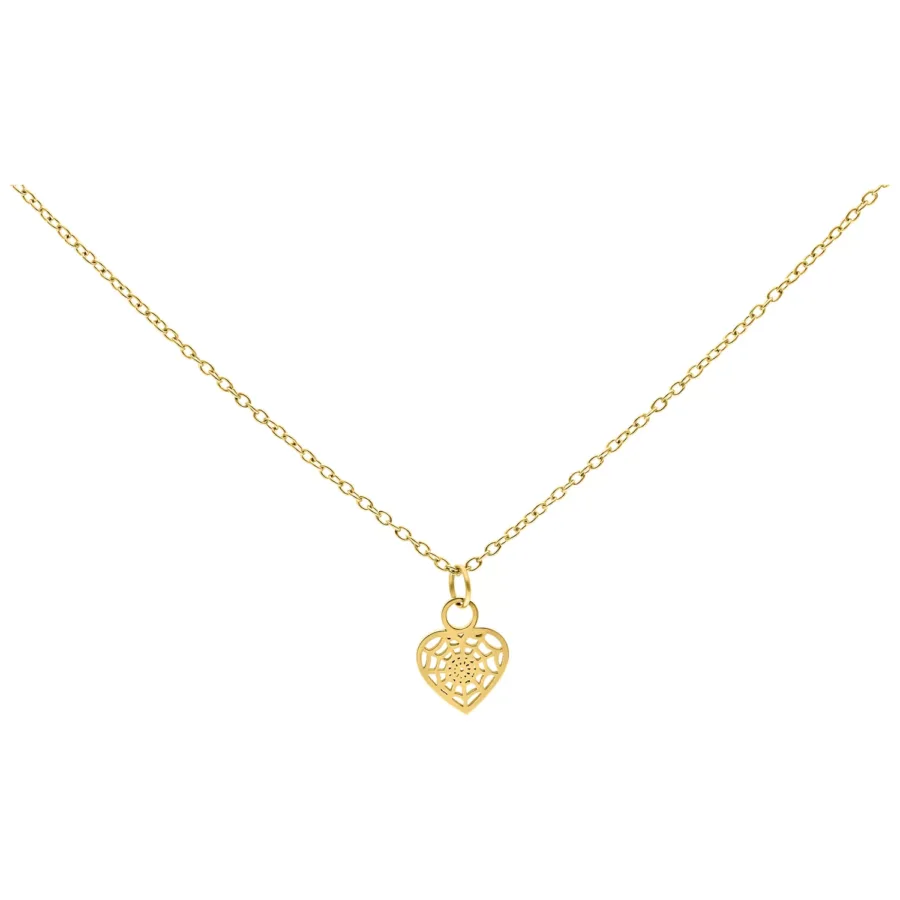 Goldene Herzanhänger-Kette auf weißem Hintergrund