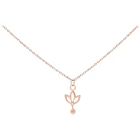 Dangling Lily Kette in Roségold Roségoldene Kette mit hängendem Lilien-Anhänger auf weißem Hintergrund