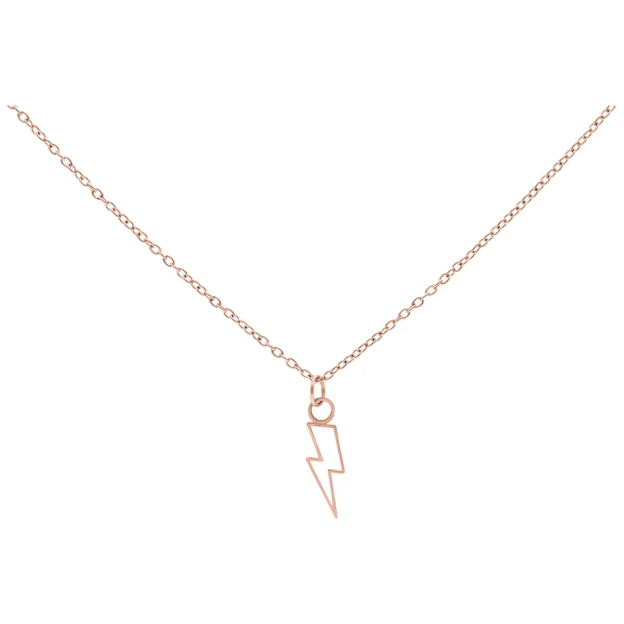 Roségoldene Kette mit Blitzanhänger, 50 cm, auf weißem Hintergrund