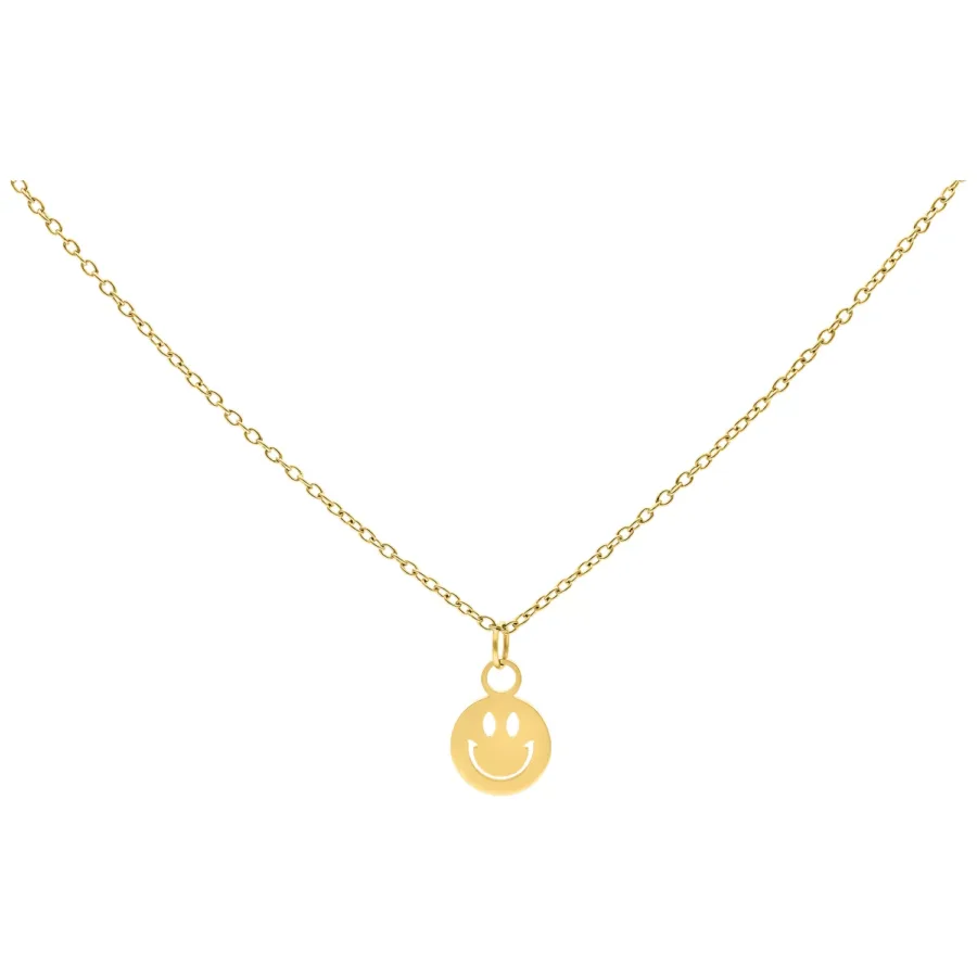 Goldene Kette mit Smiley-Anhänger auf weißem Hintergrund