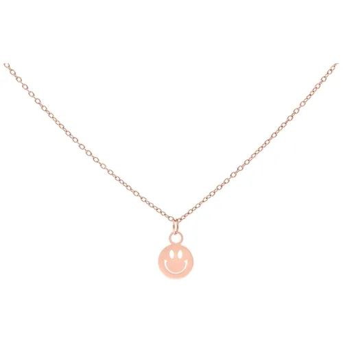 Roségoldene Kette mit Smiley-Anhänger auf weißem Hintergrund
