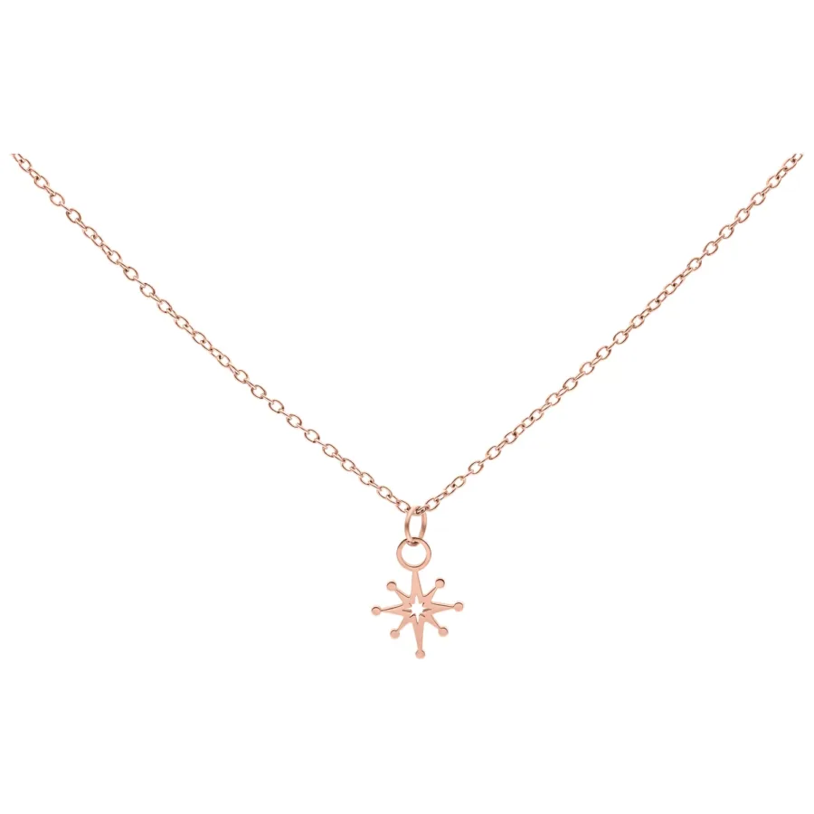 Filigrane Polar Star Kette aus Chirurgenstahl in Roségold auf weißem Hintergrund