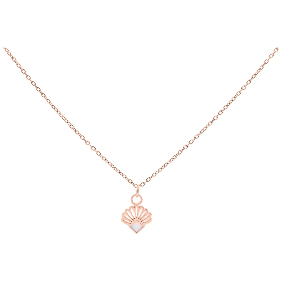 Kette mit synthetischem Opal-Anhänger in Roségold, 50 cm lang