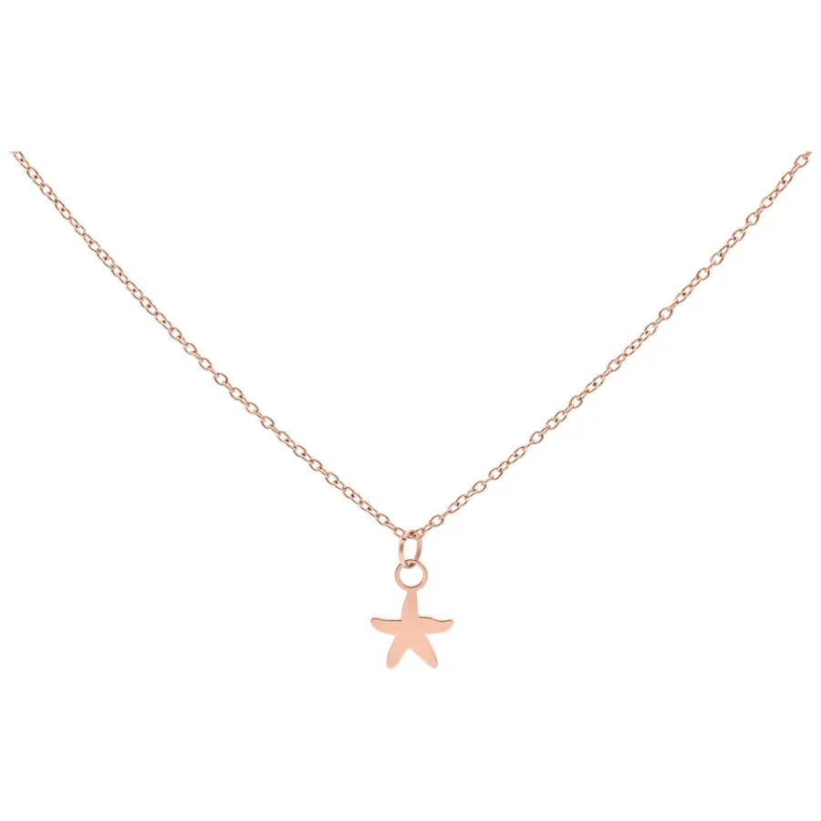 Roségoldene Kette mit einem kleinen Seestern-Anhänger auf weißem Hintergrund