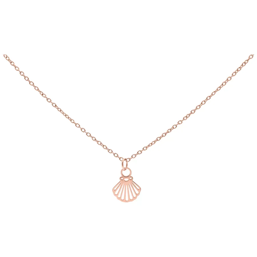 Kette aus Chirurgenstahl mit Muschel-Anhänger in Roségold auf weißem Hintergrund