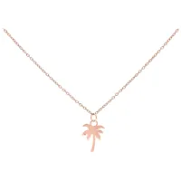 Palm Kette in Roségold von Wildcat Roségoldene Kette mit Palmenanhänger auf weißem Hintergrund