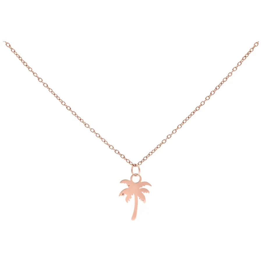 Roségoldene Kette mit Palmenanhänger auf weißem Hintergrund