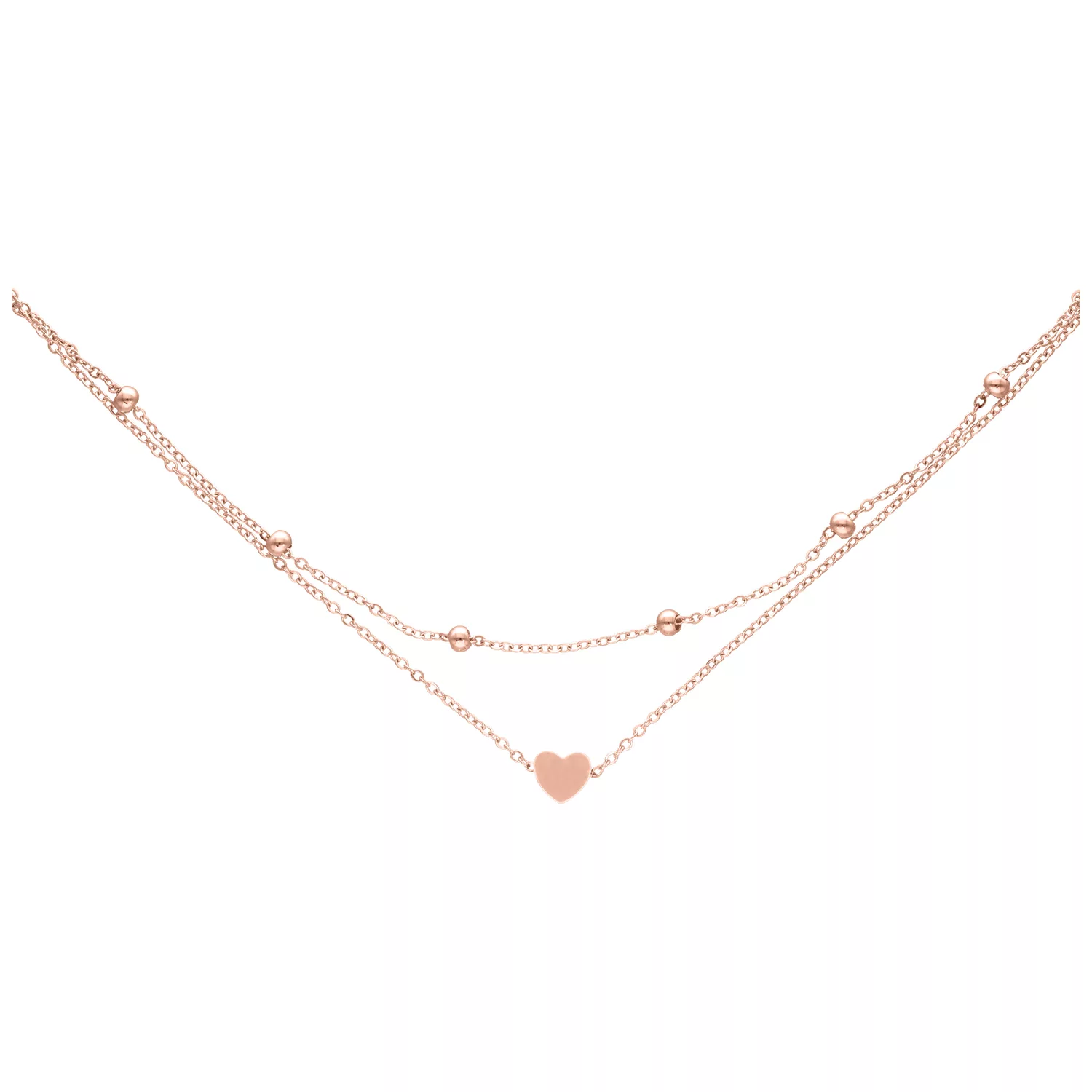 Roségoldenes Little Heart Fußkettchen Roségoldenes Fußkettchen mit Herzanhänger und verstellbarer Länge, auf weißem Hintergrund