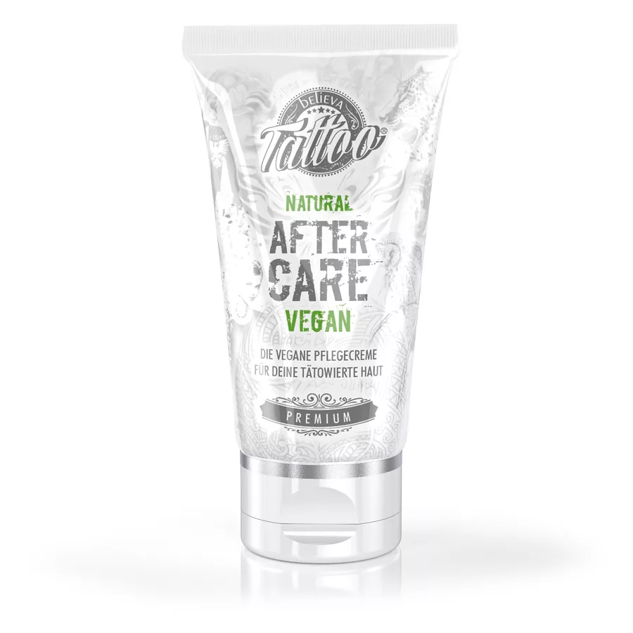 Tube der Believa Tattoo Aftercare Creme auf weißem Hintergrund