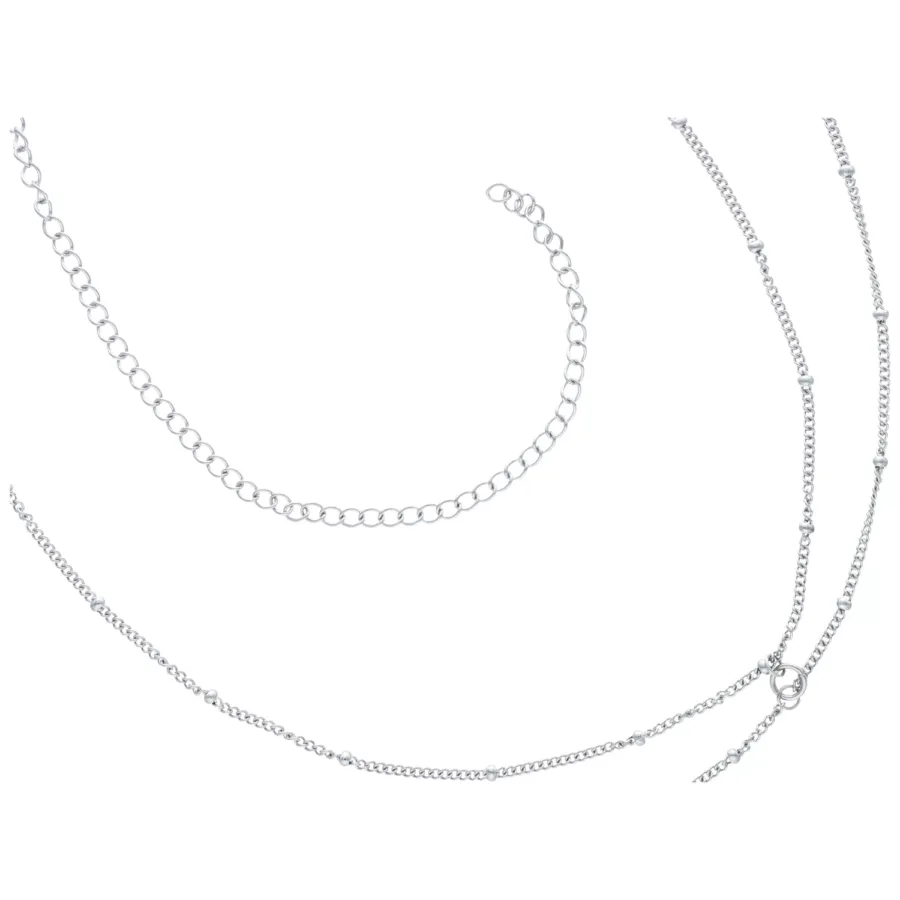 Silberne Connected Satellite Belly Chain aus Chirurgenstahl 316L auf weißem Hintergrund