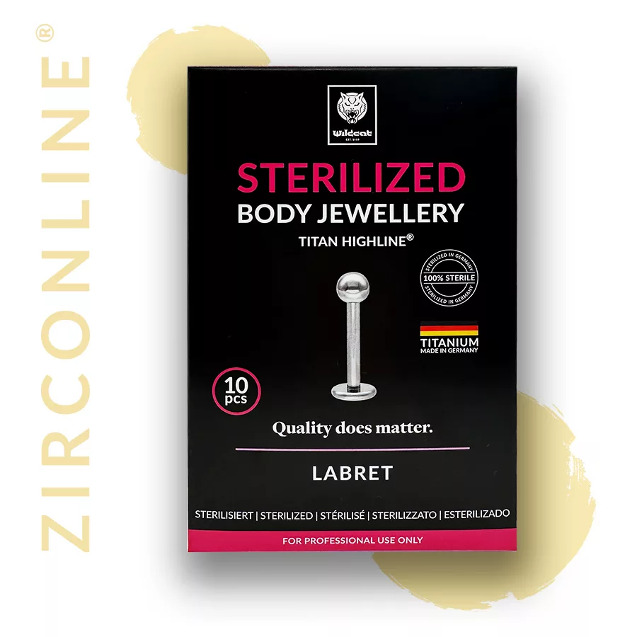Schwarze Verpackung mit goldfarbenem Sterilized Mikro Labret Piercing, Titan Grad 23