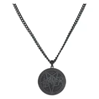 Schwarze Halskette aus Chirurgenstahl mit Slayer Pentagramm-Anhänger auf weißem Hintergrund