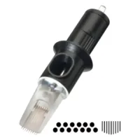 Cheyenne Magnum Soft Edge Nadelköpfe 10 Stk Schwarzer Nadelkopf mit transparentem Schutz, 10 Stück, auf weißem Hintergrund