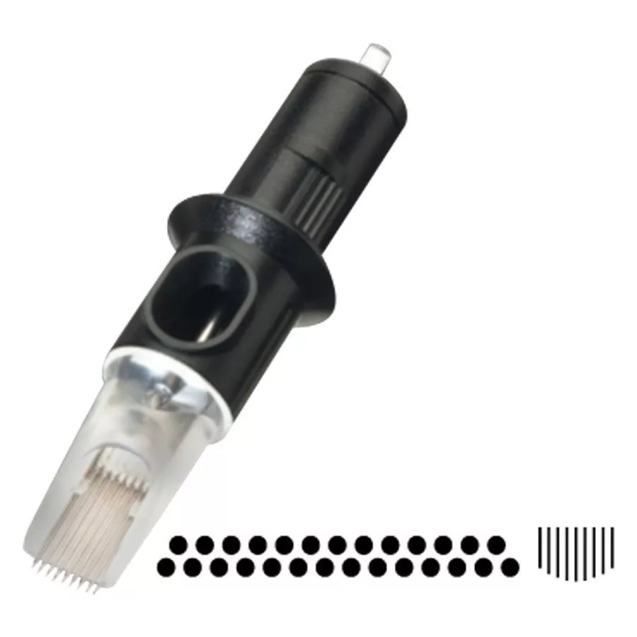 Cheyenne® Magnum Soft Edge Nadelköpfe 10 Stk Schwarzer Nadelkopf mit transparentem Schutz, Nahaufnahme