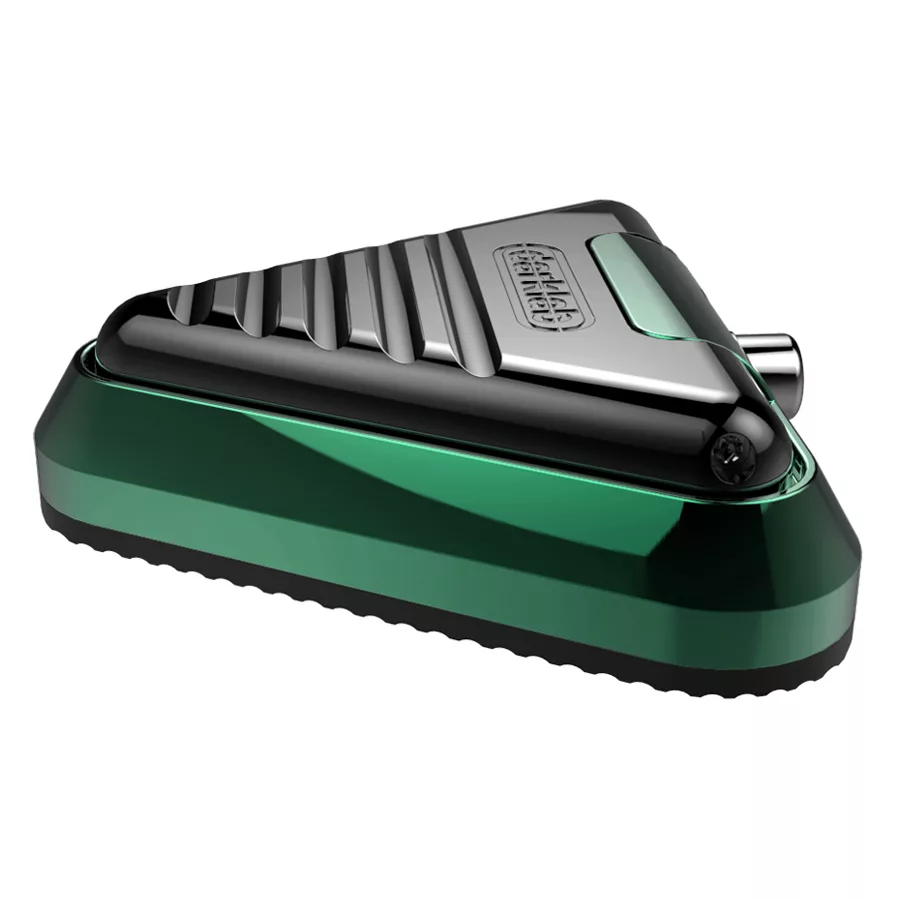 Delta Footswitch Seafoam in Schwarz und Grün Schwarzer und grüner Delta Footswitch aus Aluminium auf weißem Hintergrund