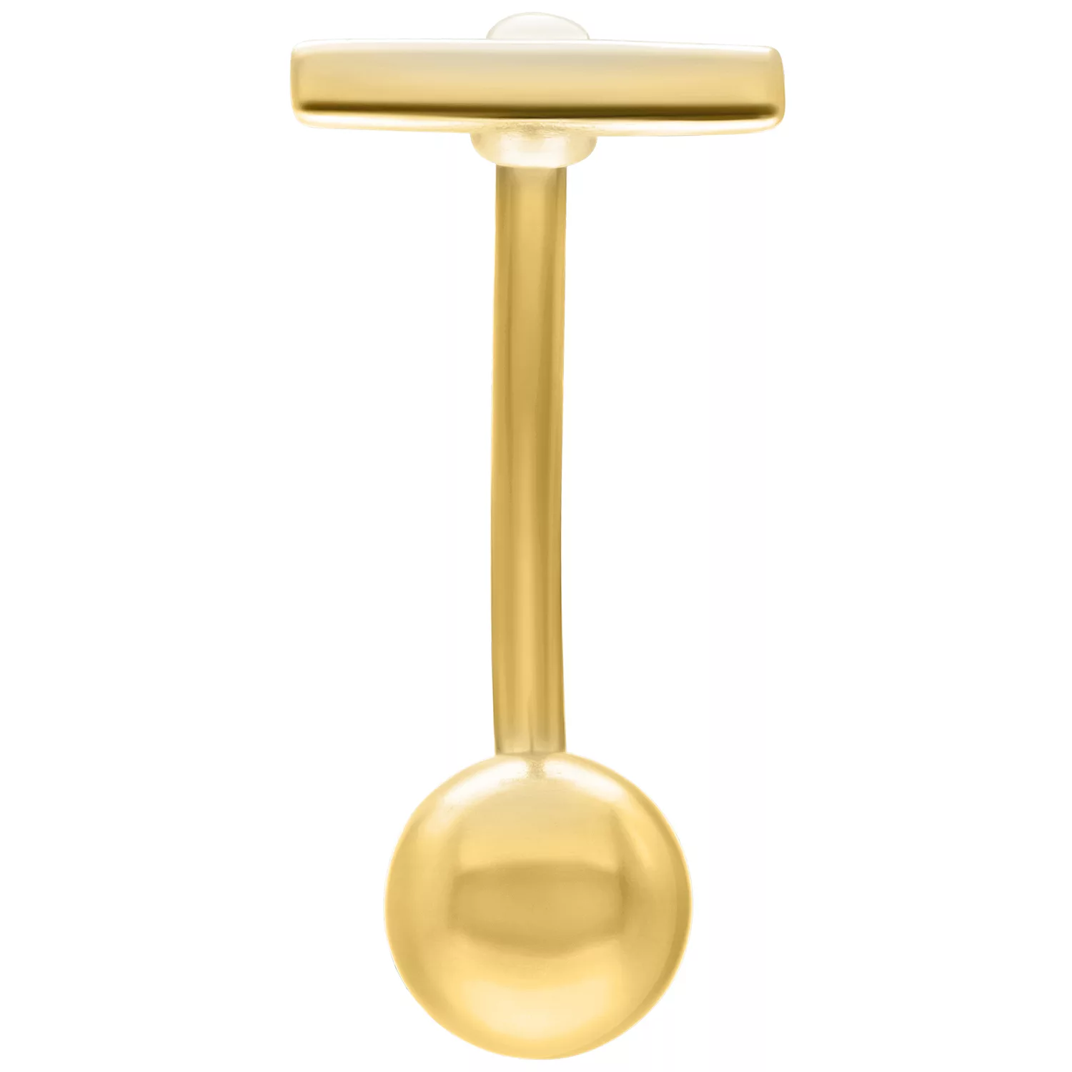 Goldenes Micro Bananabell Piercing 1,6mm Goldenes Bananabell Piercing, Stärke 1,6 mm, Länge 12,0 mm, auf weißem Hintergrund