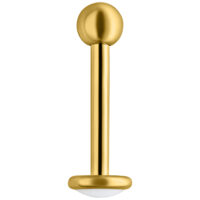 Goldenes Labret-Piercing aus Titan auf weißem Hintergrund