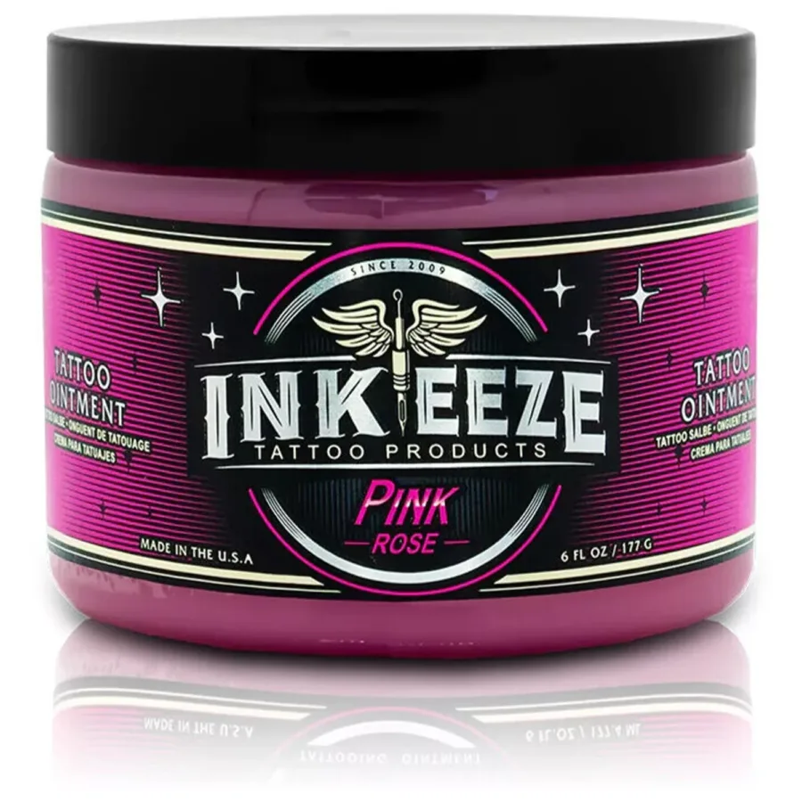 Pinkfarbene Tattoocreme von Ink Eeze, 180 ml, auf weißem Hintergrund