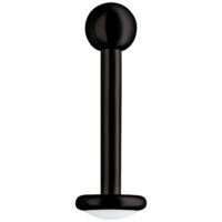 Schwarzes Labret Piercing aus Titan mit Außengewinde auf weißem Hintergrund