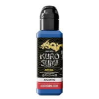 Blaue Kuro Sumi Imperial Atlantic Tattoo Tinte in Flasche auf weißem Hintergrund
